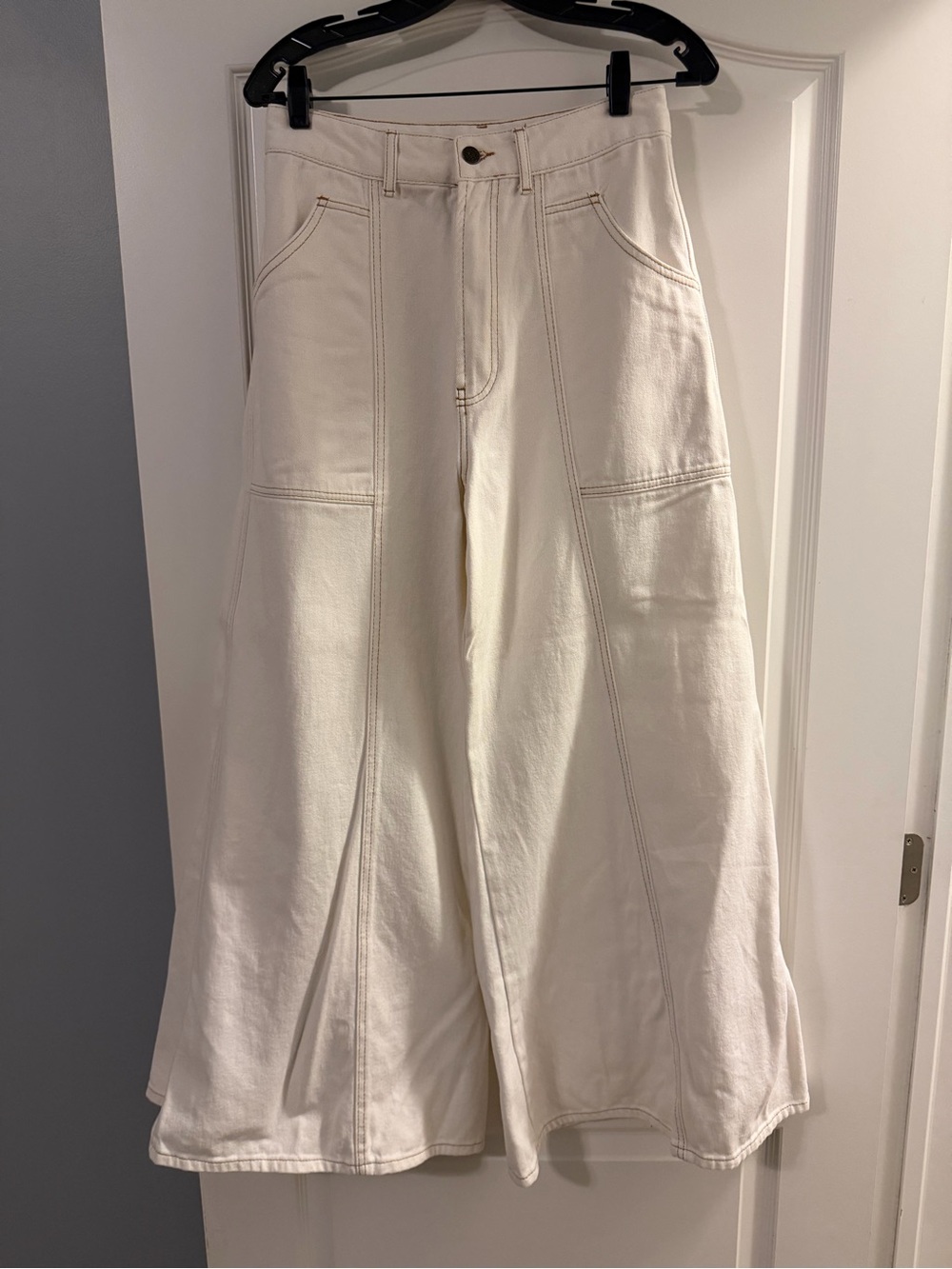 Farm Rio Wide-Leg Cream Women's Jeans Size Medium